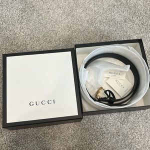 Women’s Gucci Leather Belt with Double G- Size 90